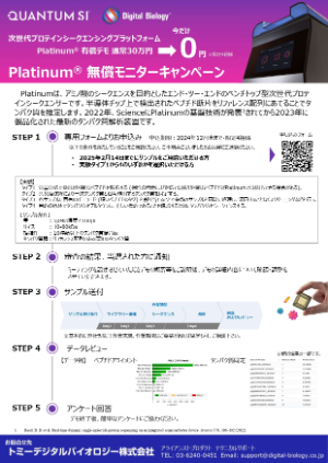 【トミーデジタルバイオロジー】≪4組限定≫ プロテインシークエンサー Platinum 無償モニター募集中　★定員になり次第終了